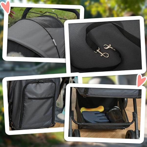 Dog Stroller with 4 Swivel Wheels Pet Stroller for Small Dogs and Puppies