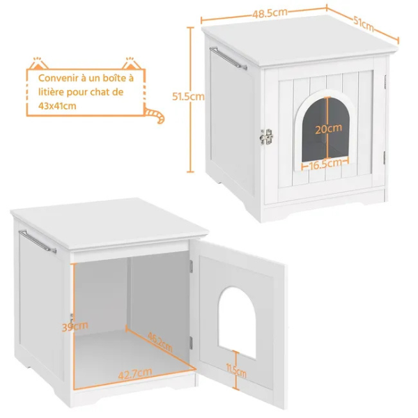 Cat Toilet House with Door 20x21x22 inch Litter Box Enclosure Furniture