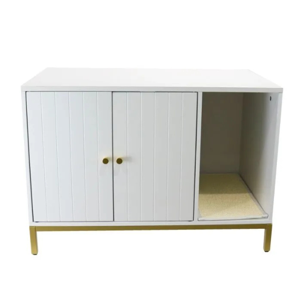 White Cat Litter Box Enclosed Cat Toilet House Covered Litter Tray for Cats