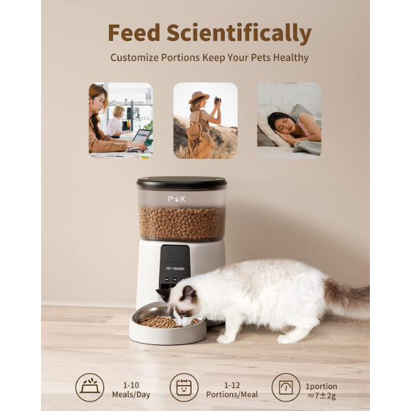 Smart Automatic Cat Food Dispenser Connected WiFi Cat Feeder for Portion Control