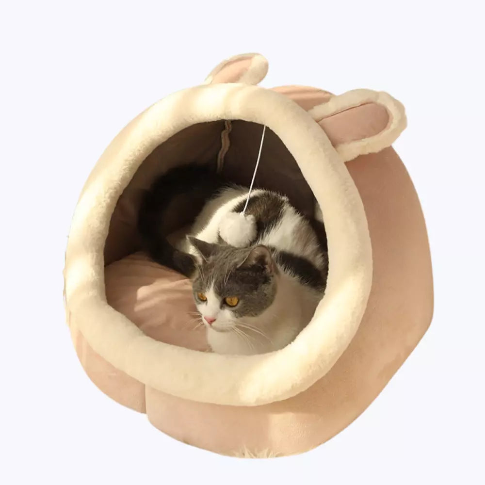 Soft Cat Bed Basket Plush Pet Sleeping Basket