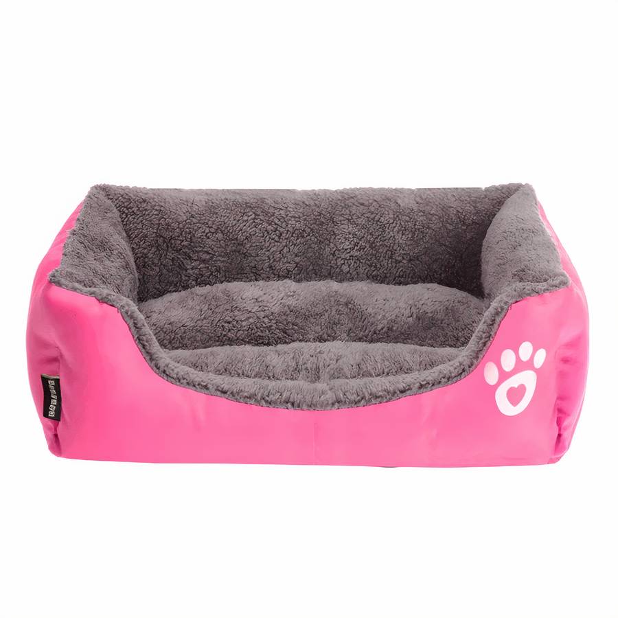 XXL Dog Bed Rectangular Cotton Basket with Paw Print Pattern