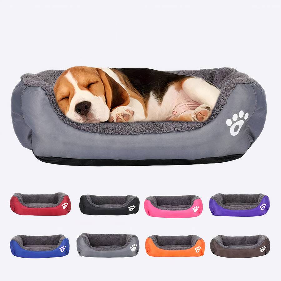 XXL Dog Bed Rectangular Cotton Basket with Paw Print Pattern