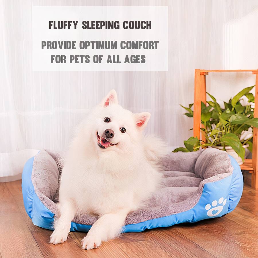 XXL Dog Bed Rectangular Cotton Basket with Paw Print Pattern
