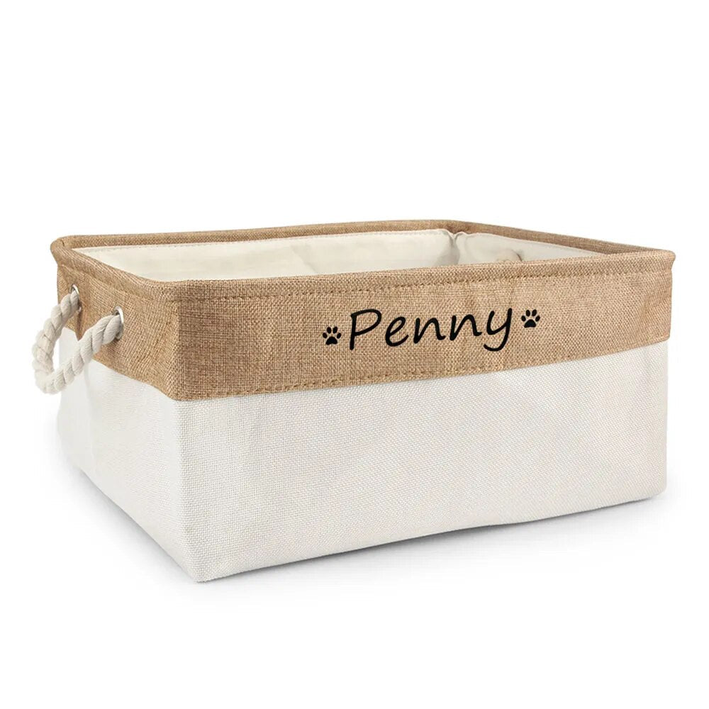 Personalized Pet Storage Basket Customizable Organizer for Dogs and Cats