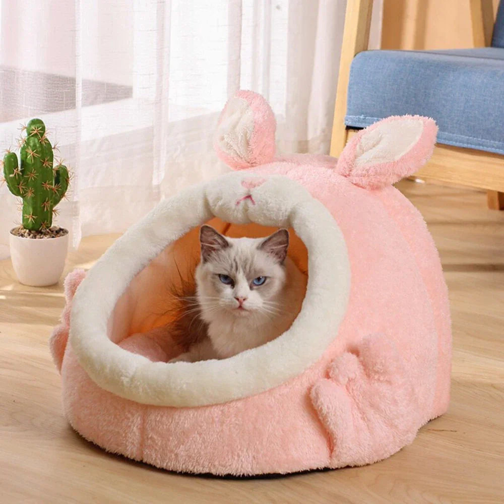 Rabbit Shaped Cat Bed Cozy Pet Sleeping Spot for Cats