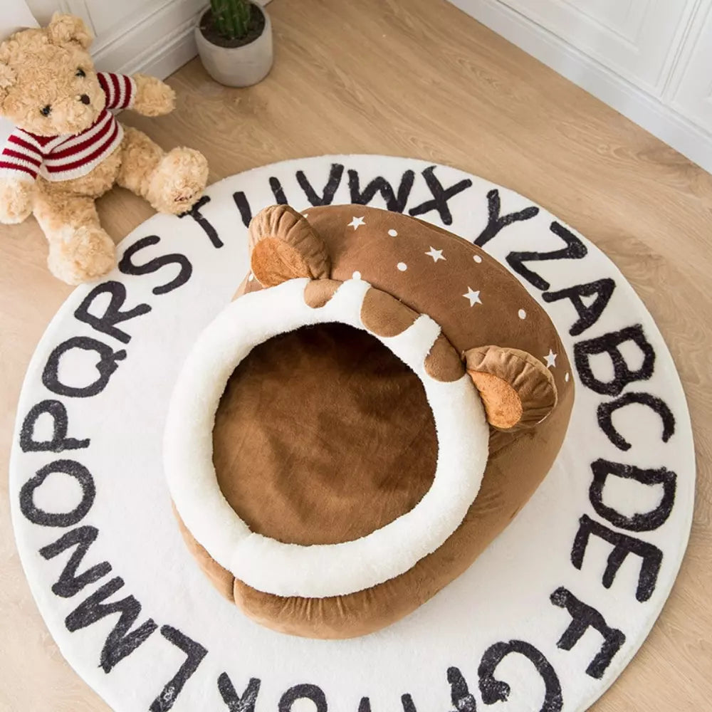 Bear Shaped Cat Bed Cozy Plush Soft Pet Sleeping Mat for Cats