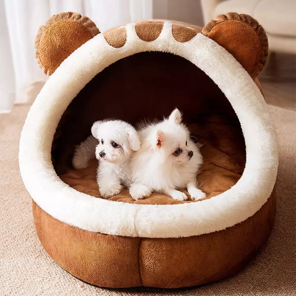 Bear Shaped Cat Bed Cozy Plush Soft Pet Sleeping Mat for Cats