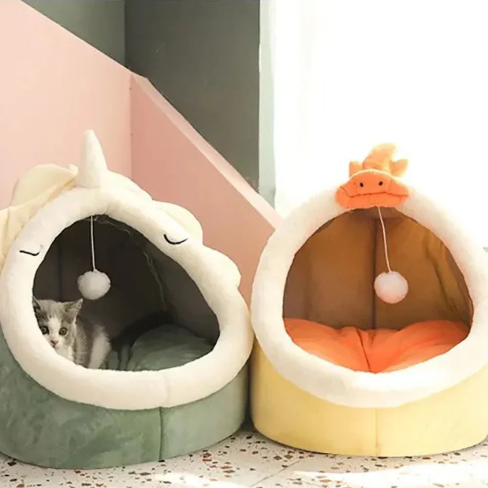 Soft Cat Bed Basket Plush Pet Sleeping Basket