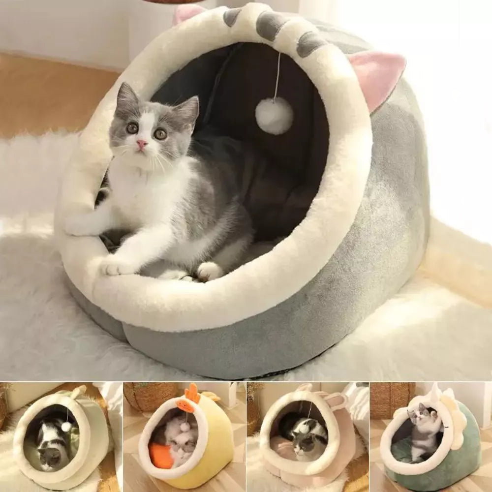 Soft Cat Bed Basket Plush Pet Sleeping Basket
