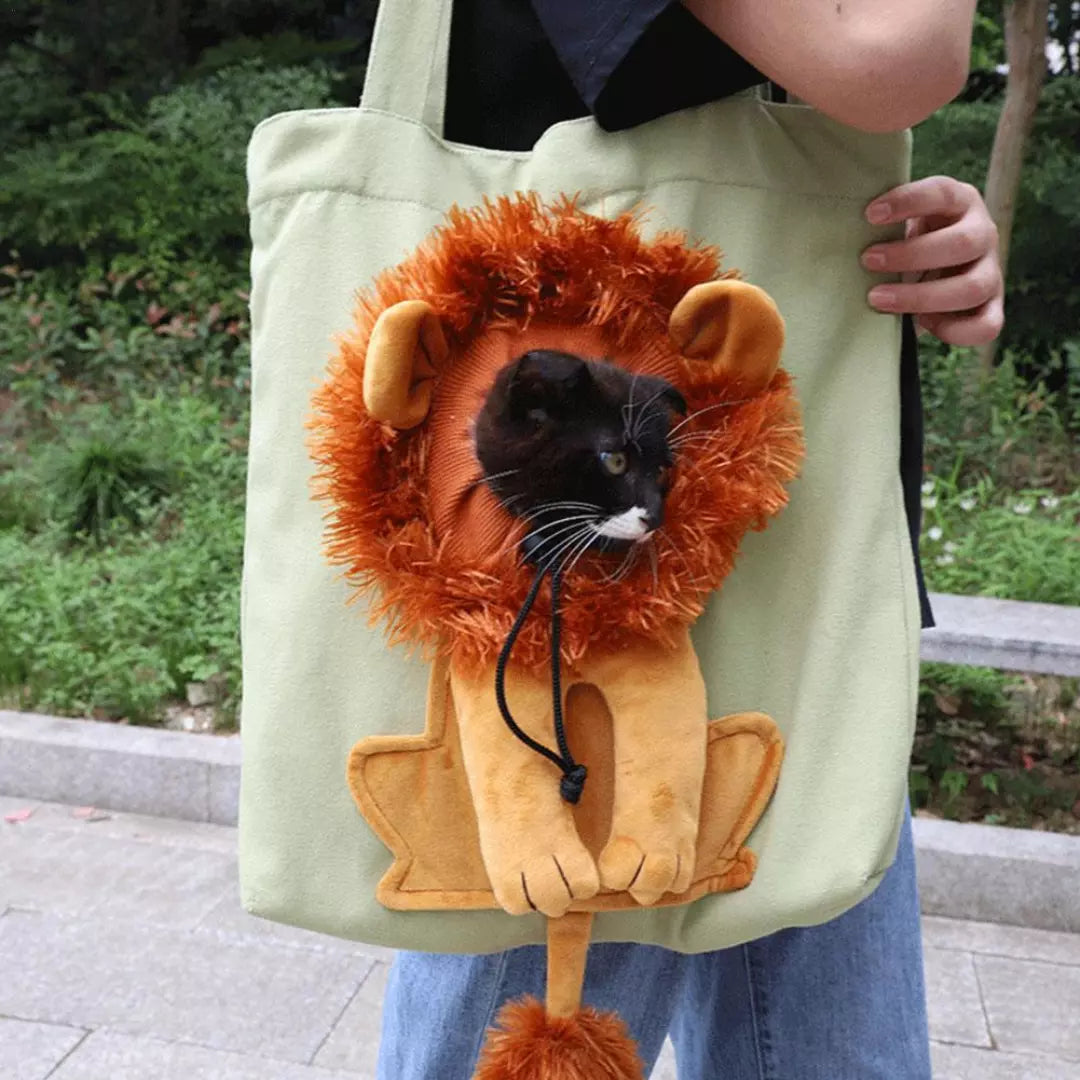 Lion Motif Cat Print Tote Bag Casual Shoulder Bag for Women and Teens