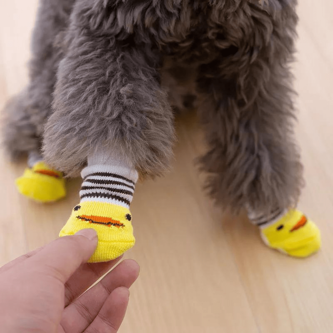Dog Socks Yellow Striped Non Slip Paw Protectors for Pets