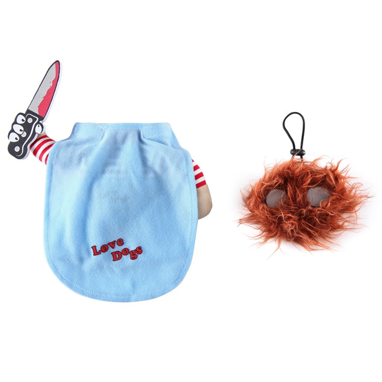 Chucky Costume for Dogs and Cats Horror Pet Outfit Halloween Pet Costume