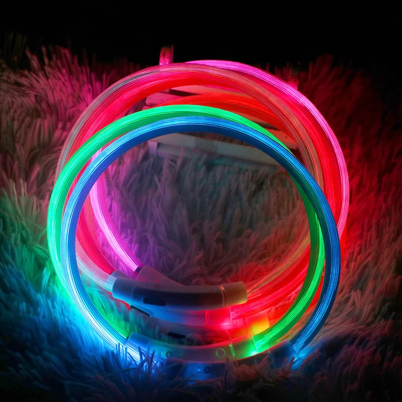 LED Dog Collar Rechargeable Safety Light Up Collar for Night Walks Visible Pet Collar