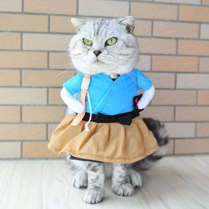 Samurai Costume for Cats and Dogs Pet Outfit Japanese Warrior Pet Clothes