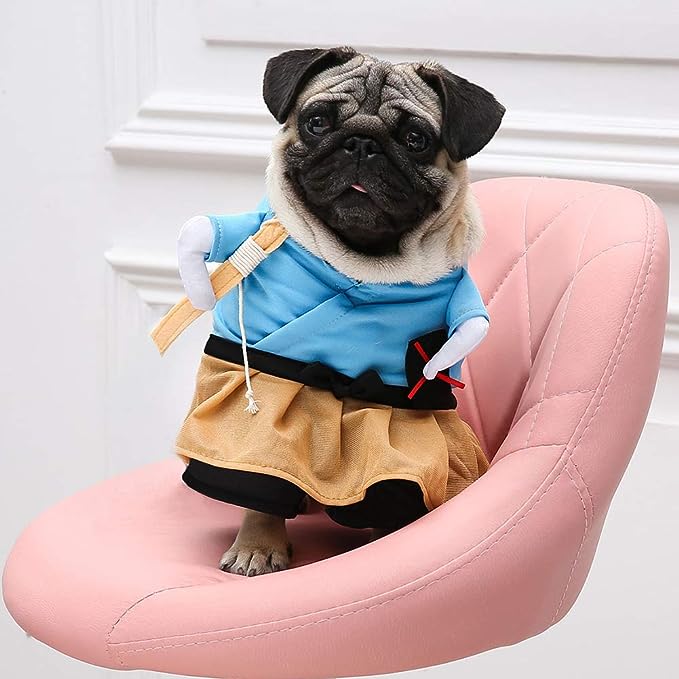 Samurai Costume for Cats and Dogs Pet Outfit Japanese Warrior Pet Clothes