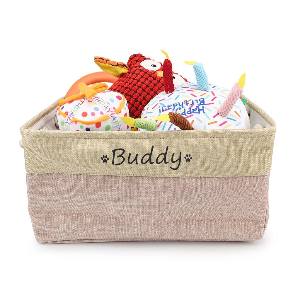 Personalized Pet Storage Basket Customizable Organizer for Dogs and Cats