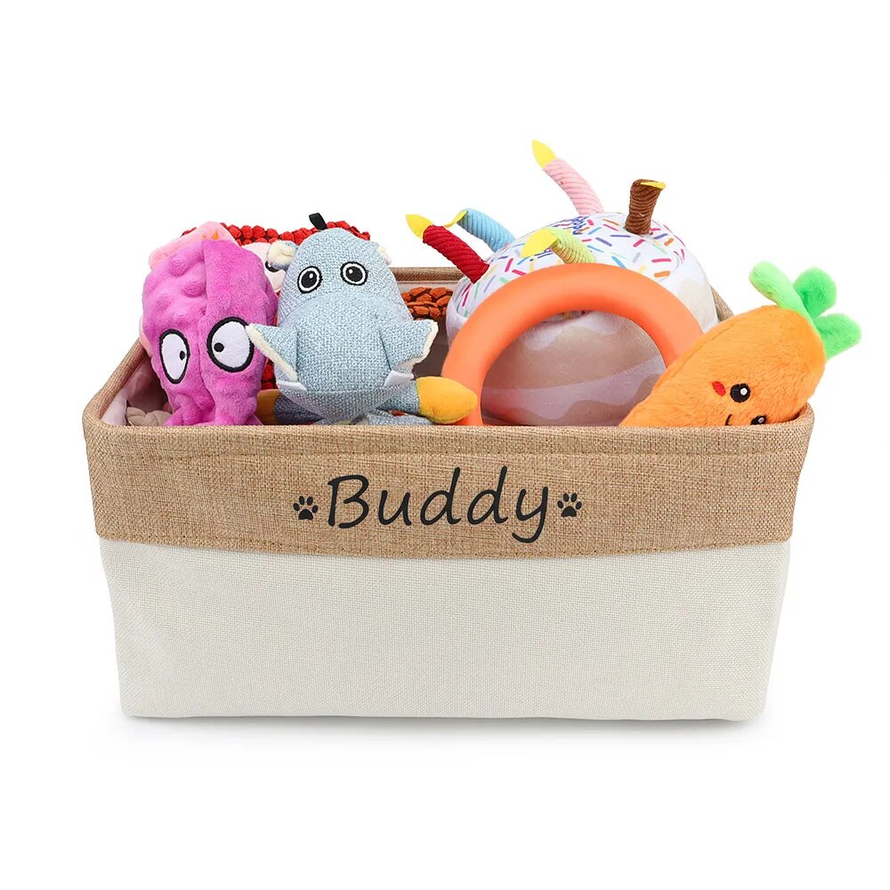 Personalized Pet Storage Basket Customizable Organizer for Dogs and Cats