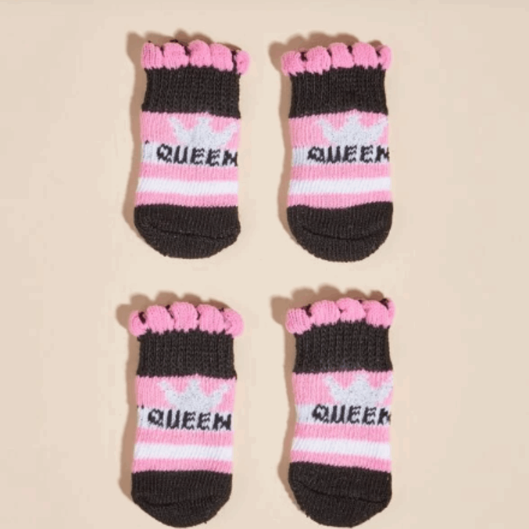 Dog Socks Queen Nonslip Pet Booties Soft Cozy Paw Protection