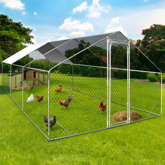 Galvanized Steel Chicken Coop Run Enclosure 65 to 193 Sq Ft Wire Mesh Pen