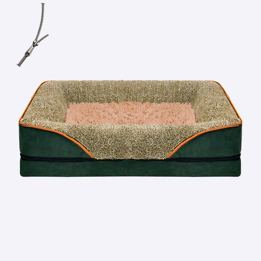 Elegant Green and Beige Dog Sofa Comfortable Pet Couch