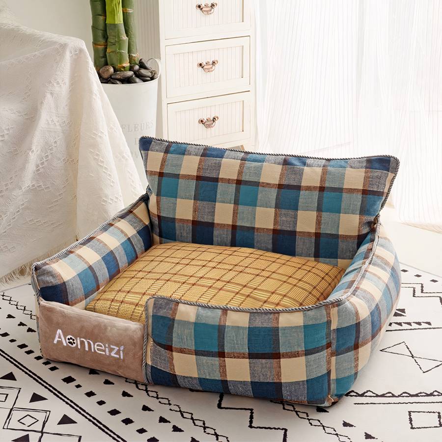 Soft and Plush Plaid Dog Sofa Bed