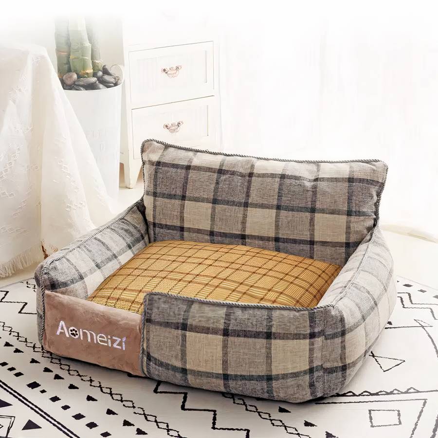 Soft and Plush Plaid Dog Sofa Bed