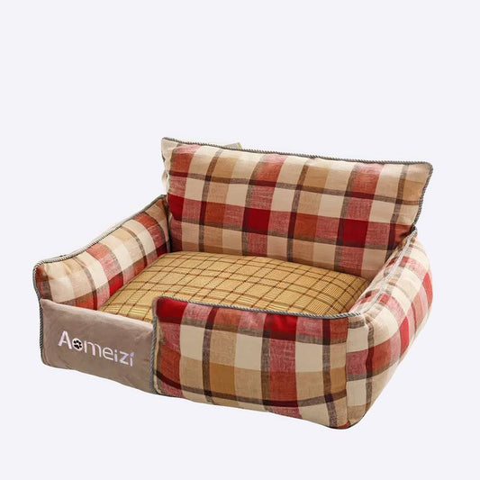 Soft and Plush Plaid Dog Sofa Bed