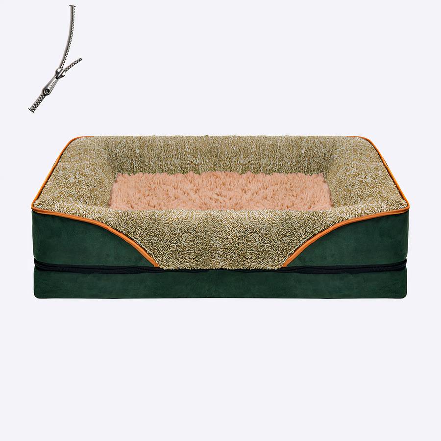 Elegant Green and Beige Dog Sofa Comfortable Pet Couch