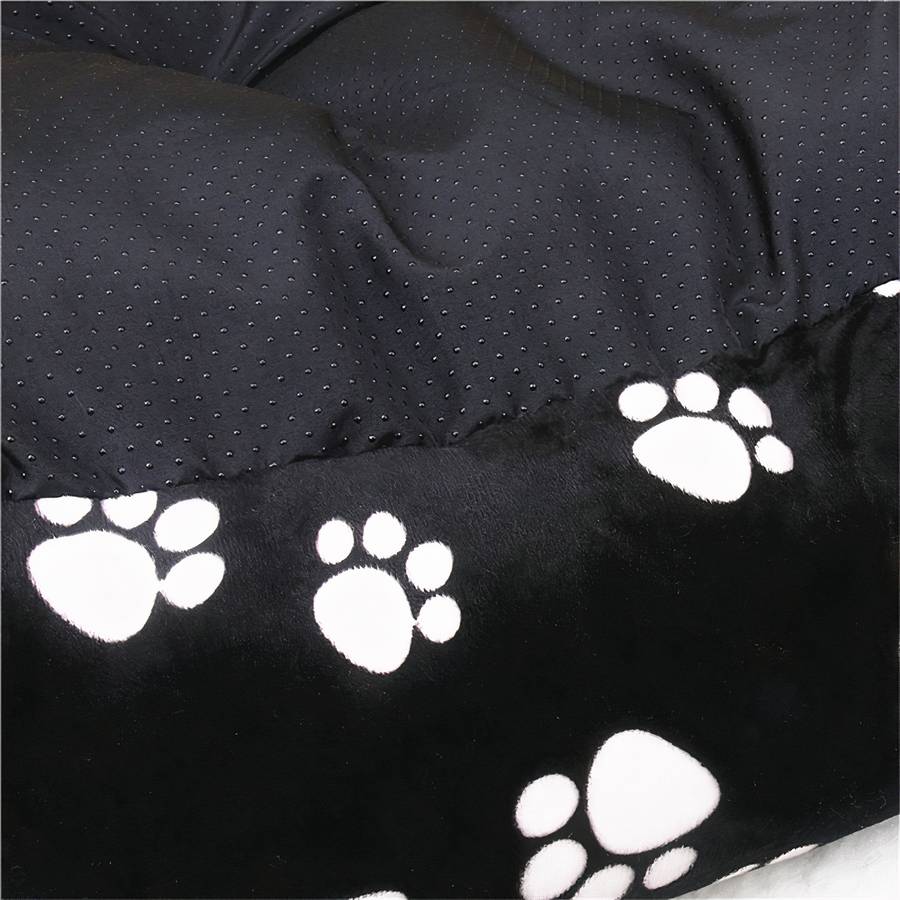 Large Black Dog Bed XXL with Paw Print Design