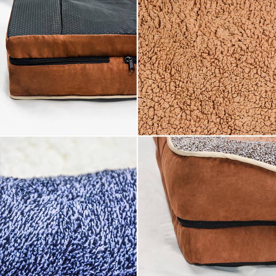 Elegant Brown and Beige Dog Couch Plush Pet Sofa Bed