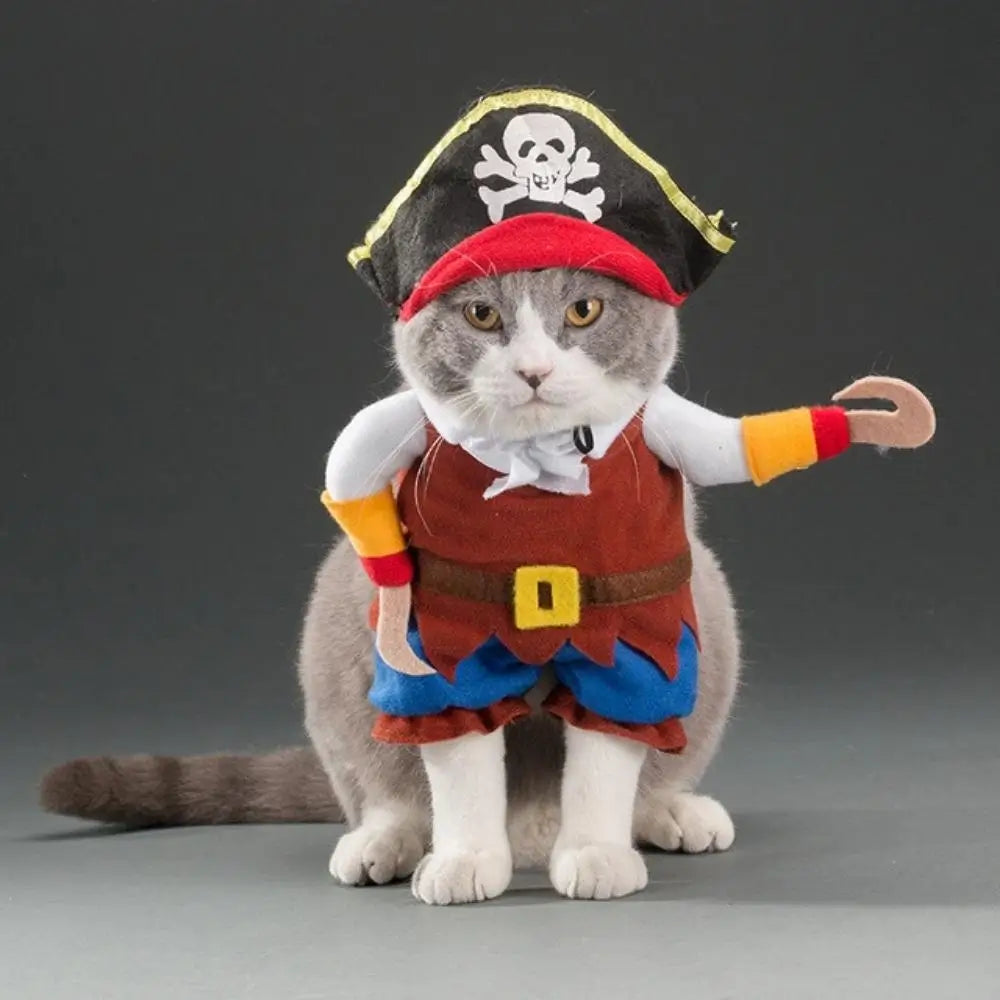 Funny Pirate Cat Costume for Cats and Kittens Halloween Dress Up