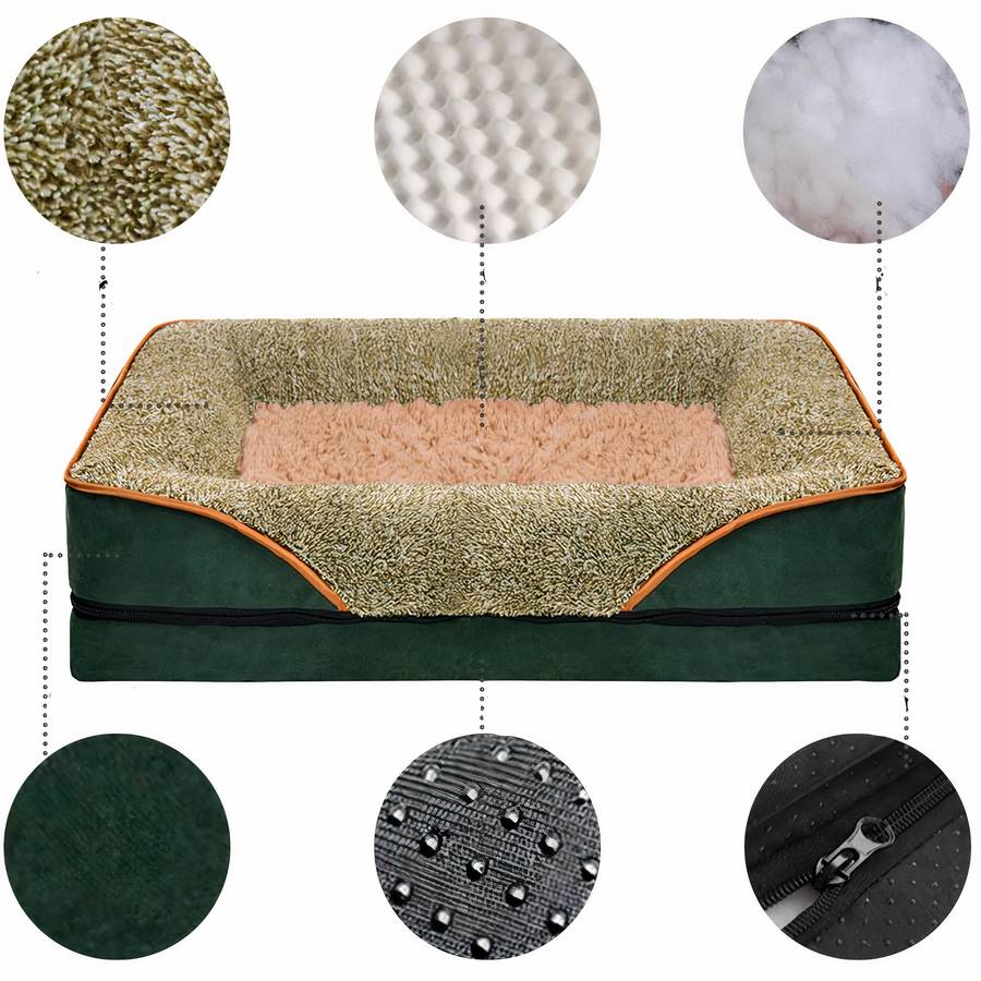 Elegant Green and Beige Dog Sofa Comfortable Pet Couch