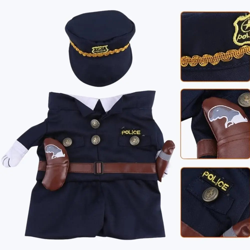 Police Officer Cat Costume Pet Halloween Outfit for Cats