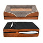 Elegant Brown and Beige Dog Couch Plush Pet Sofa Bed