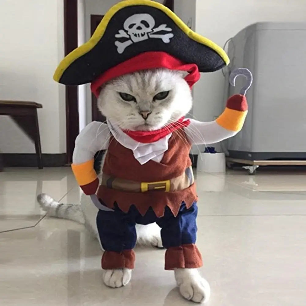 Funny Pirate Cat Costume for Cats and Kittens Halloween Dress Up