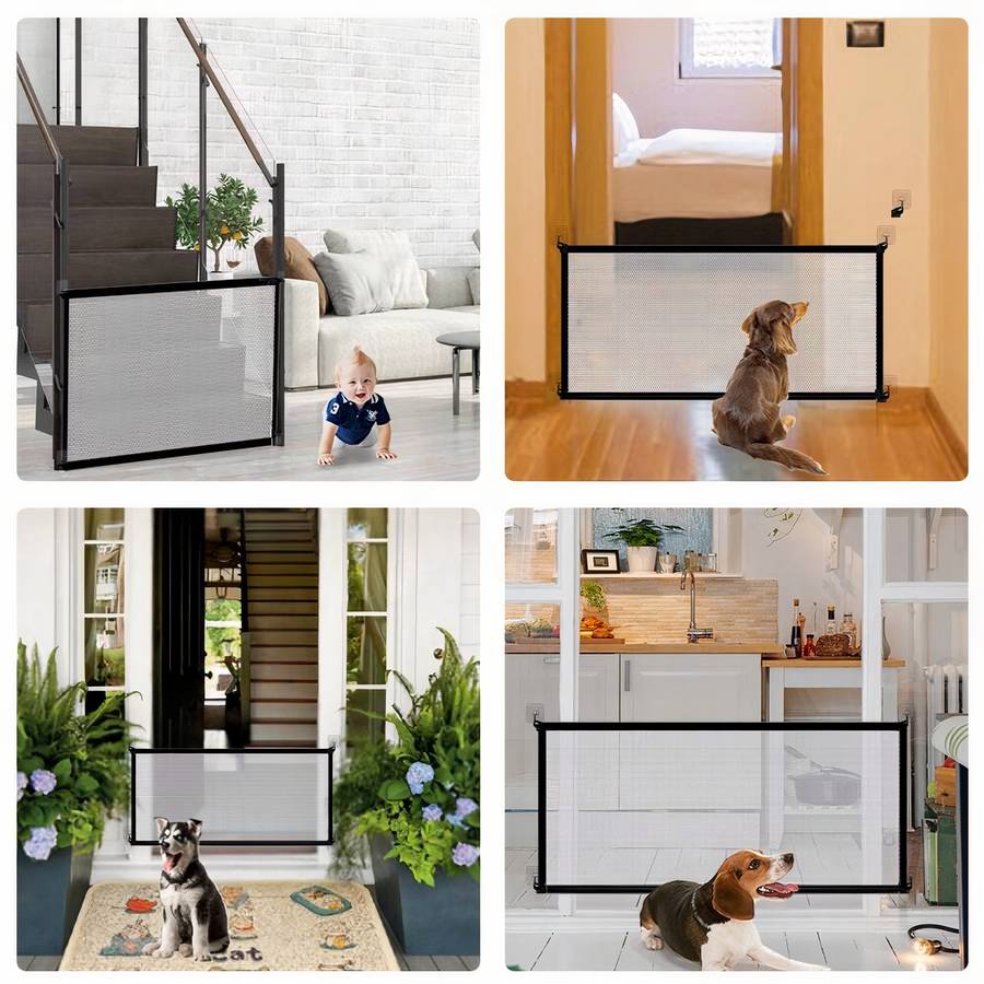 Dog Mesh Barrier Gate Pet Safety Fence for Cars and Homes