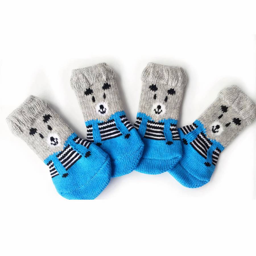 Thick Warm Colorful Dog Slippers Cozy Pet Paw Socks