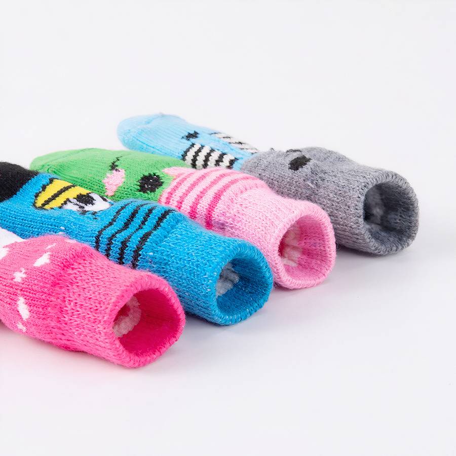 Thick Warm Colorful Dog Slippers Cozy Pet Paw Socks