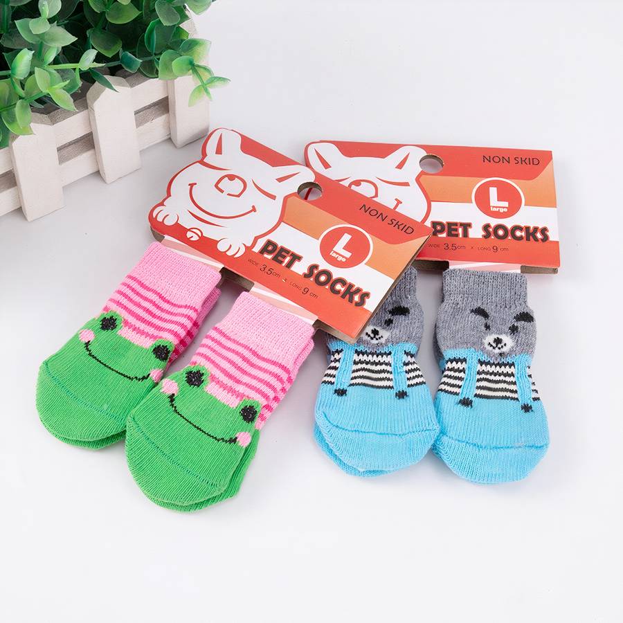 Thick Warm Colorful Dog Slippers Cozy Pet Paw Socks