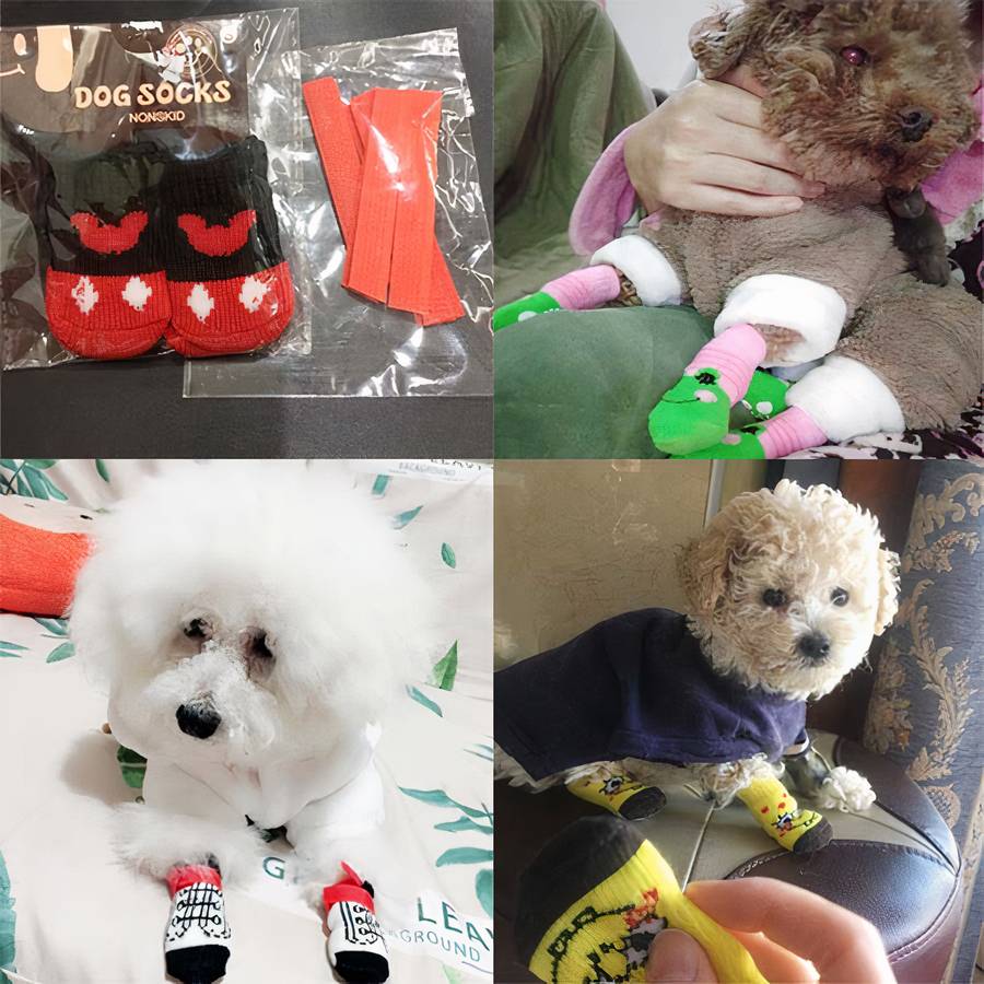 Multicolor Warm Cotton Dog Booties Cozy Paw Protectors for Small Medium Dogs
