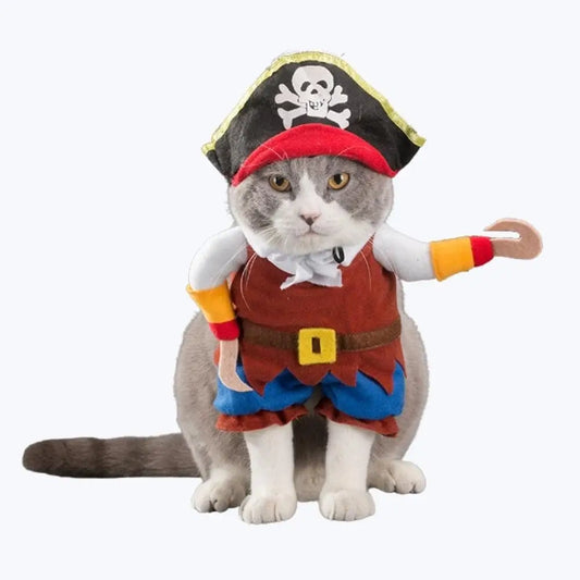 Funny Pirate Cat Costume for Cats and Kittens Halloween Dress Up