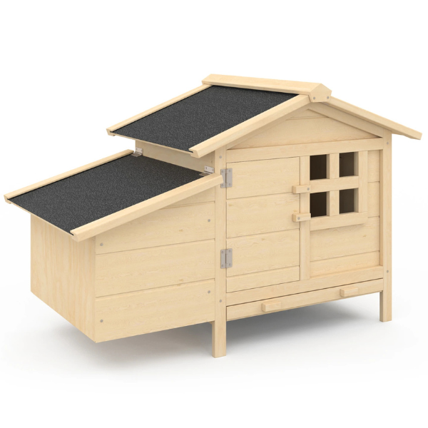 Elevated Wooden Chicken Coop with Nesting Box