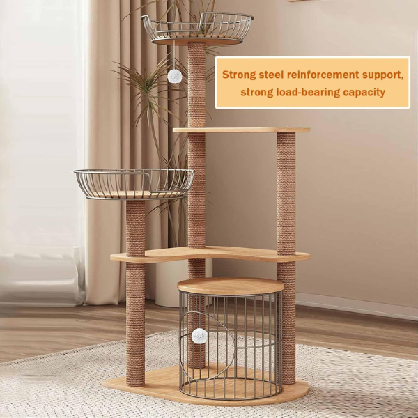 Cat Tree Tower with Sisal Scratching Post - Cat Condo and Climbing Furniture