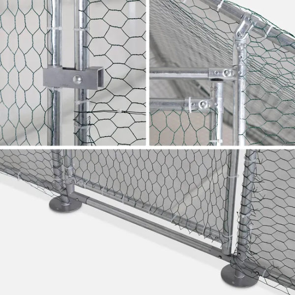 12 sq ft Chicken Coop Run 4x3 ft Galvanized Steel Wire Mesh Poultry Pen Enclosure