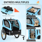 Foldable Dog Bike Trailer Oxford Canvas Pet Carrier Stroller with Flag 8 Reflectors Max Load 88 lbs