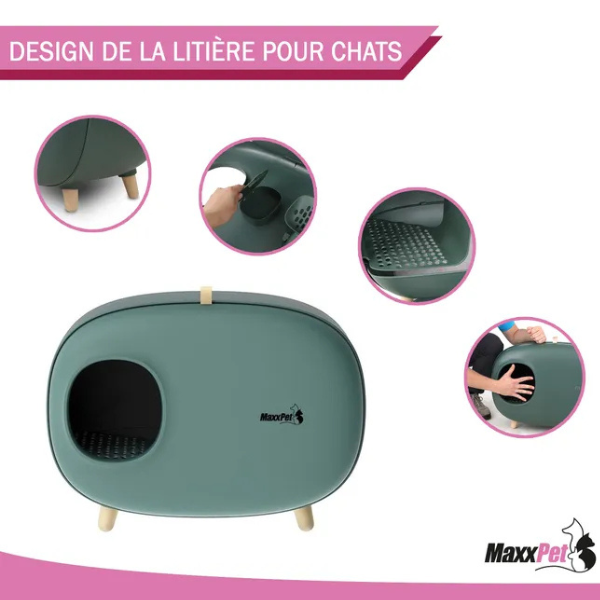 Covered Cat Litter Box 23.6x15x17.7 inch Enclosed Cat Toilet Tray with Lid