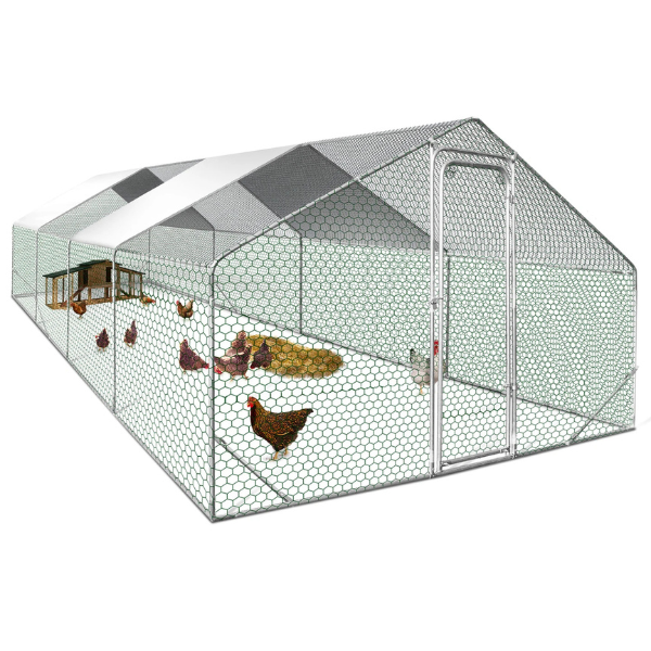 Chicken Coop Run 258 Sq Ft - Galvanized Steel Chicken Enclosure Yard
