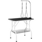 Foldable Dog Grooming Table Adjustable Arm 2 Straps Storage Basket Large Non Slip Work Surface Supports Up to 220lbs