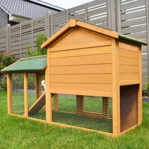 Rabbit Hutch Cage with Run Enclosure 57x21x34 Inch - Outdoor Bunny Villa